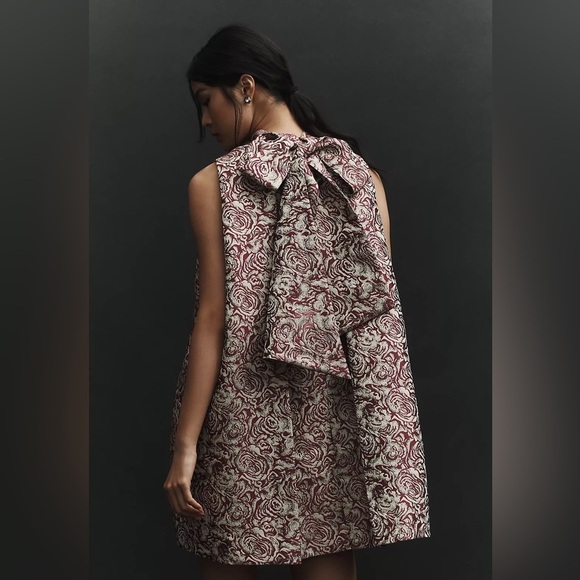 NWT! Anthropologie Pink Sunday in Brooklyn Brocade Mini Shift Dress 🔴 - Picture 4 of 6